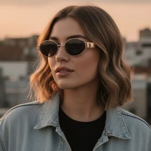 House of Harlow Black Sunglasses W/Gold Tone Frames